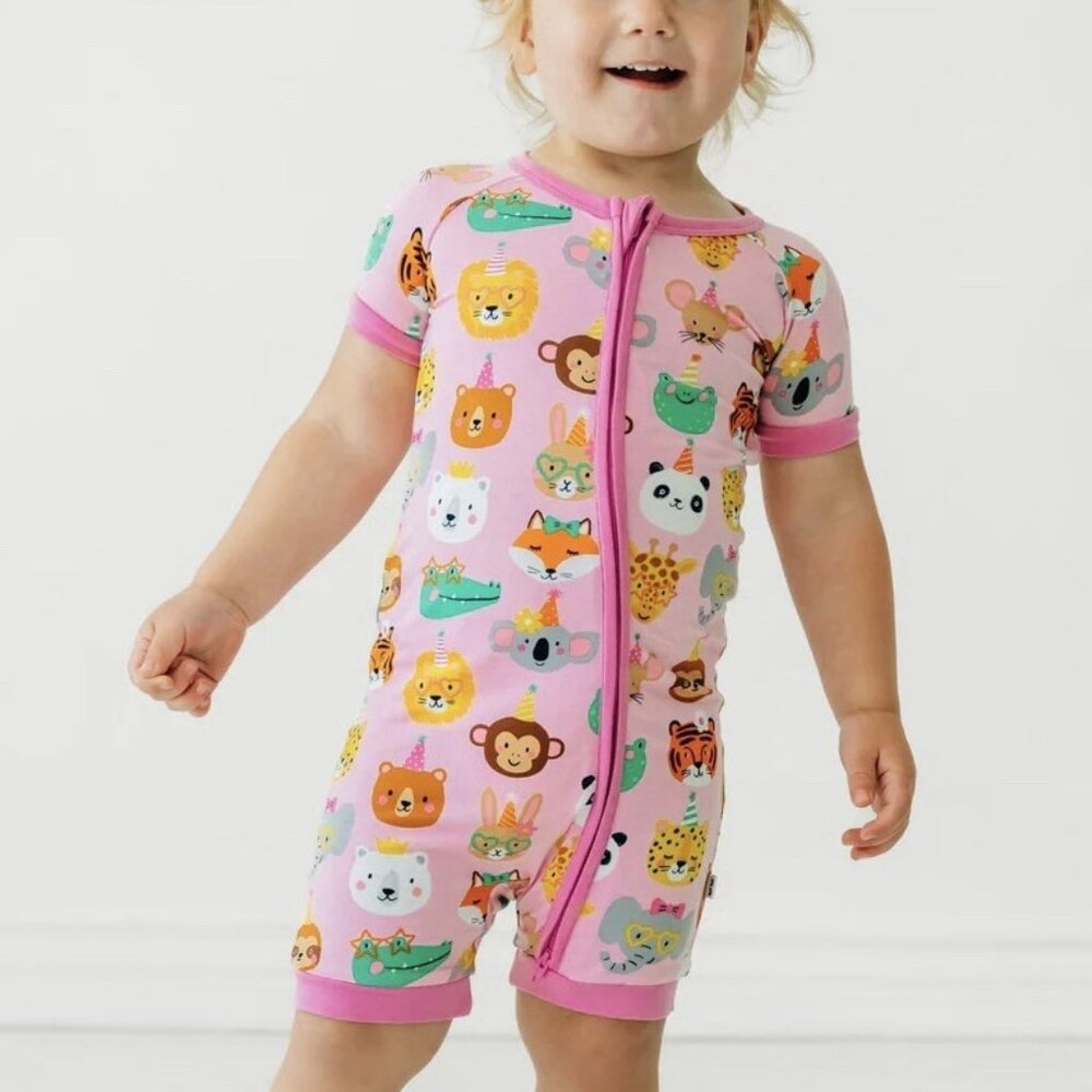 Little Sleepies Pink Birthday Party Pals Shorty Zippy Baby Size 18-24 Months